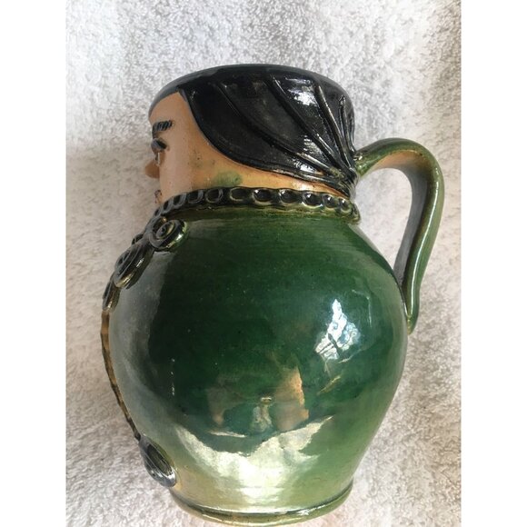 Ornate Woman Lady Artistic Pitcher Jug Hidi 2000 Pottery 5.75" Signed - Picture 7 of 12
